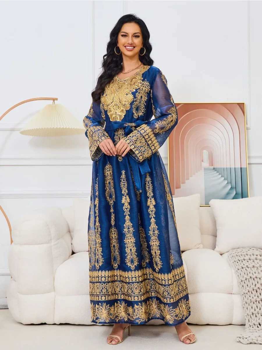Ethnic Clothing Eid Embroidery Arab Muslim Party Dress for Women Abaya Jalabiya Long Dresses Morocco Kaftan Vestidos Dubai Ramadan Gown Robe