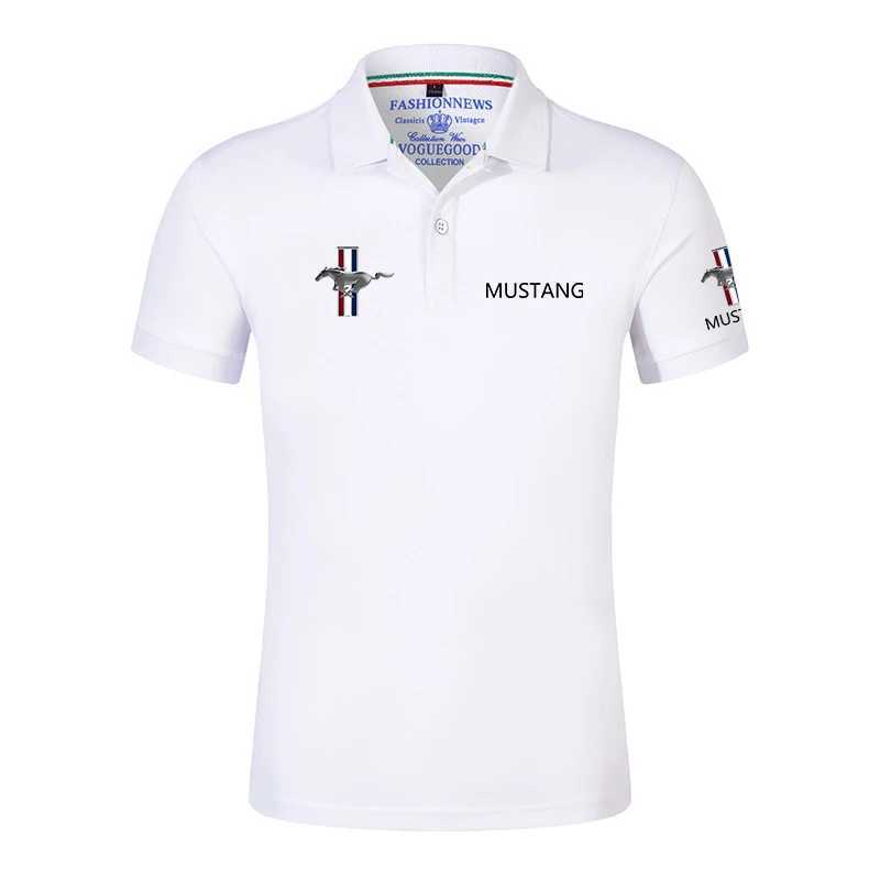 Men's T-Shirts Summer New 2024 Mens Mustang Polo Shirt Classic Unisex Outdoor Customized T-shirt Casual Short Sleves Solid Color T-shirt T240515