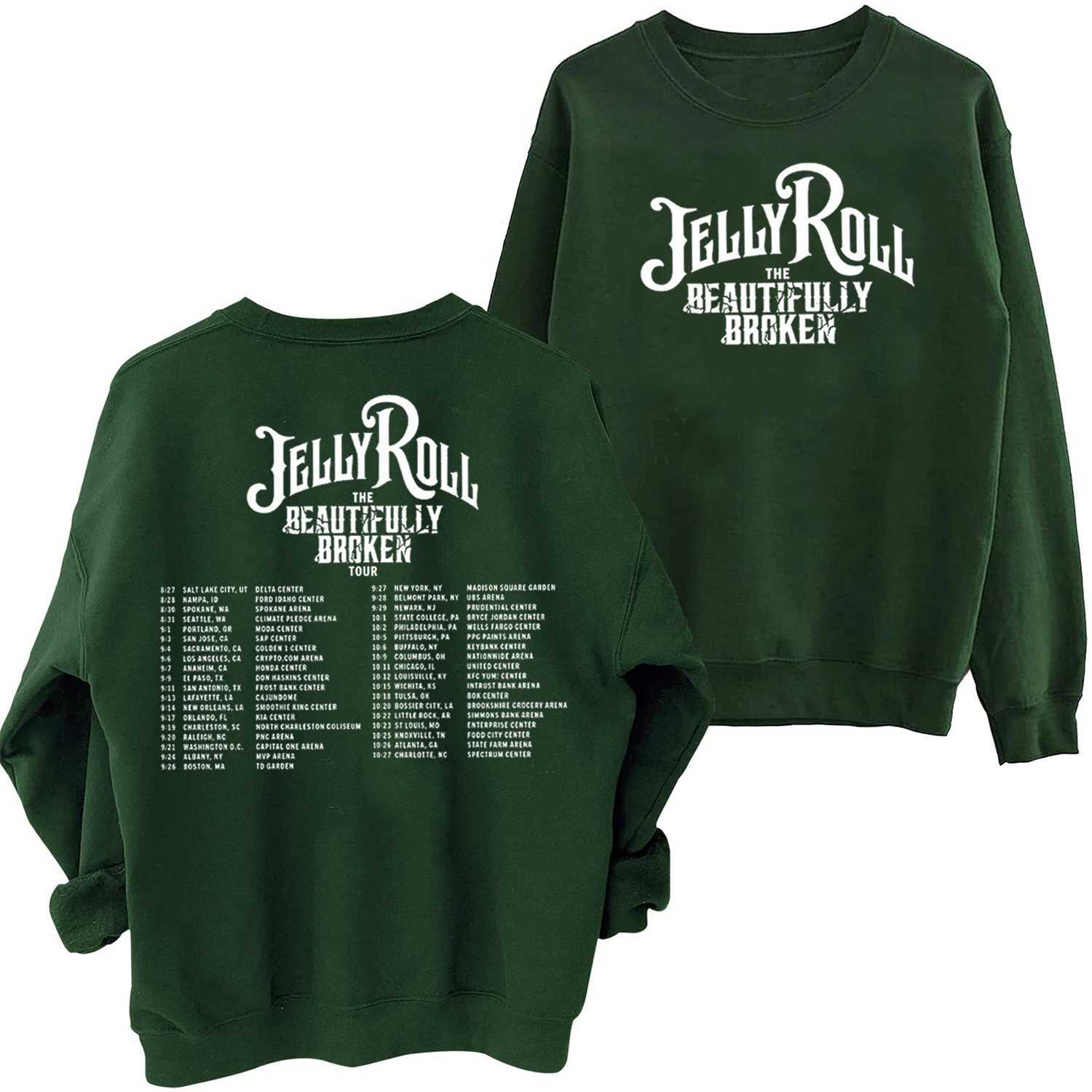 Men's Hoodies Sweatshirts Jelly Roll Music Crewneck Hoodie The Beautifully Broken Tour 2024 Sweatshirt Jelly Roll Merch Oversized Sweatshirt T240