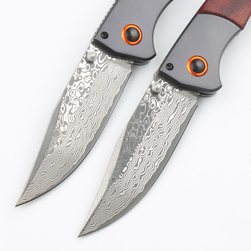 High End 15080 Folder Knife VG10 Damascus Steel Blade G10/Wood Handle EDC Pocket Knives With Retail Box
