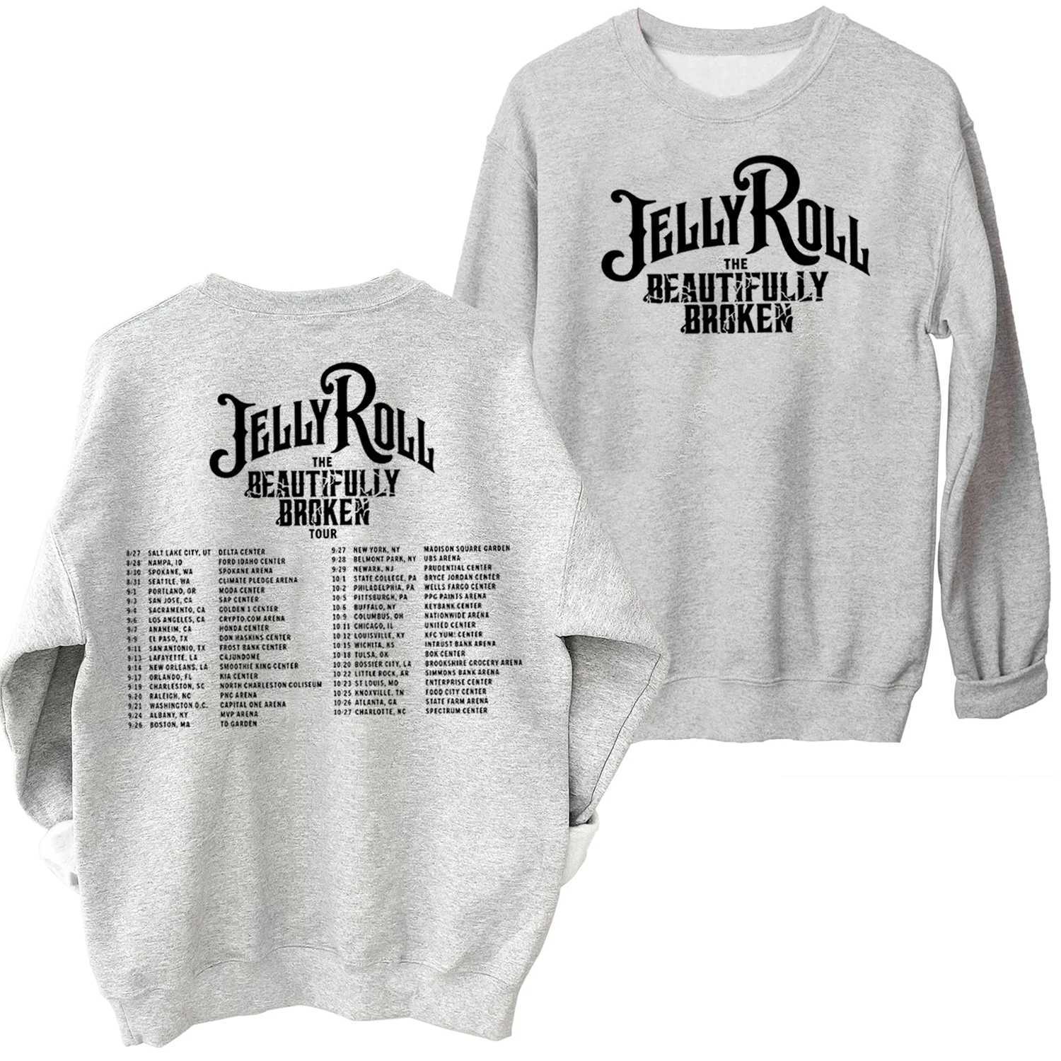 Men's Hoodies Sweatshirts Jelly Roll Music Crewneck Hoodie The Beautifully Broken Tour 2024 Sweatshirt Jelly Roll Merch Oversized Sweatshirt T240