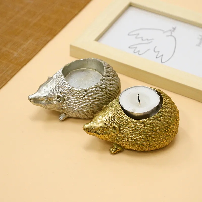 Resin Hedgehog Candle Holders Decoration Home Living Room Candlestick Ornaments H260310