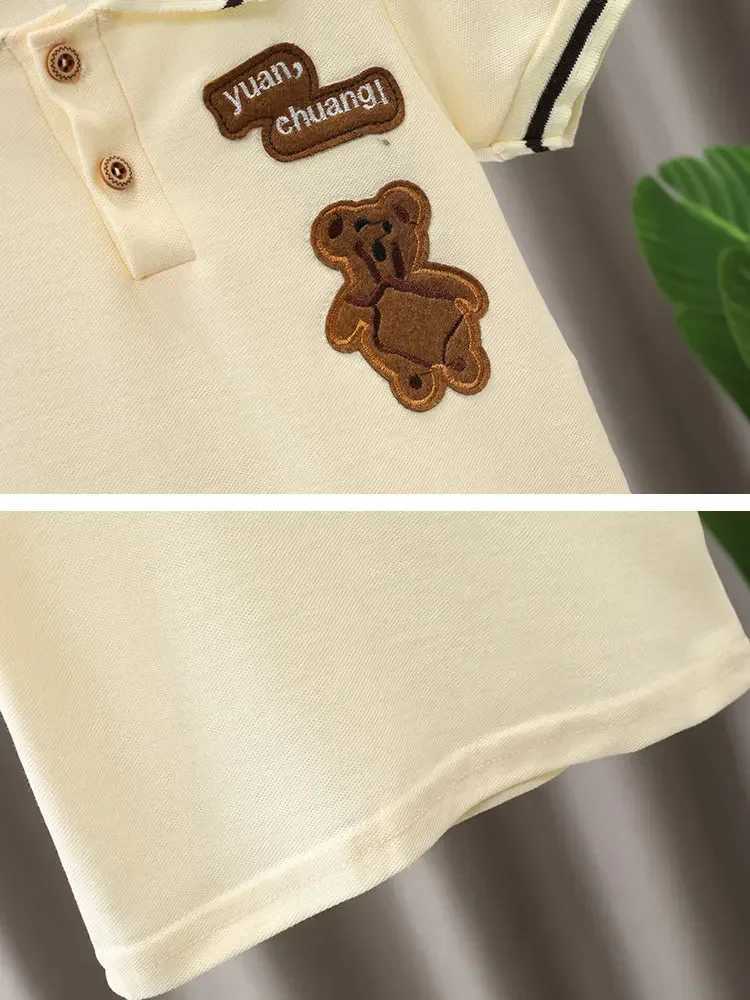 Clothing Sets 2024 Summer Baby Boys Clothing Set Fashion Bear Embroidered Short sleeved T-shirt+Shorts Childrens 2PCS WX524554