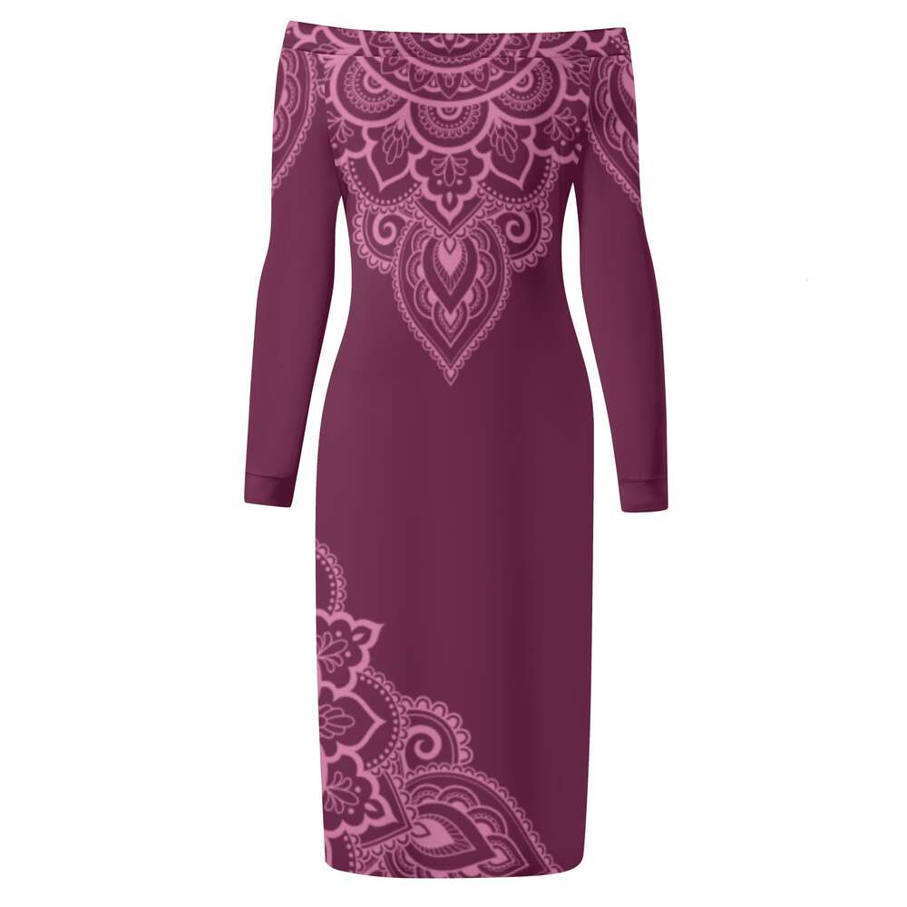 Women's Long Sleeve Off The Shoulder Lady Dress dongdumaoyi P1551351652