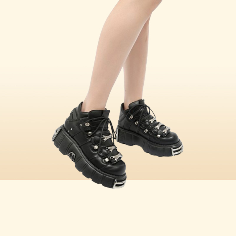 Boots Fashion Casual New Rock Female Chunky Shoes Metal Decoration Motorcycle Boots