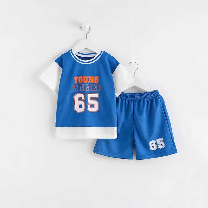 Clothing Sets Children Summer Basketball Casual Fashion Tracksuit Girls Toddler Trendy Loose Sports Clothing Boys Short Sleeve Tshirt+Short H241214