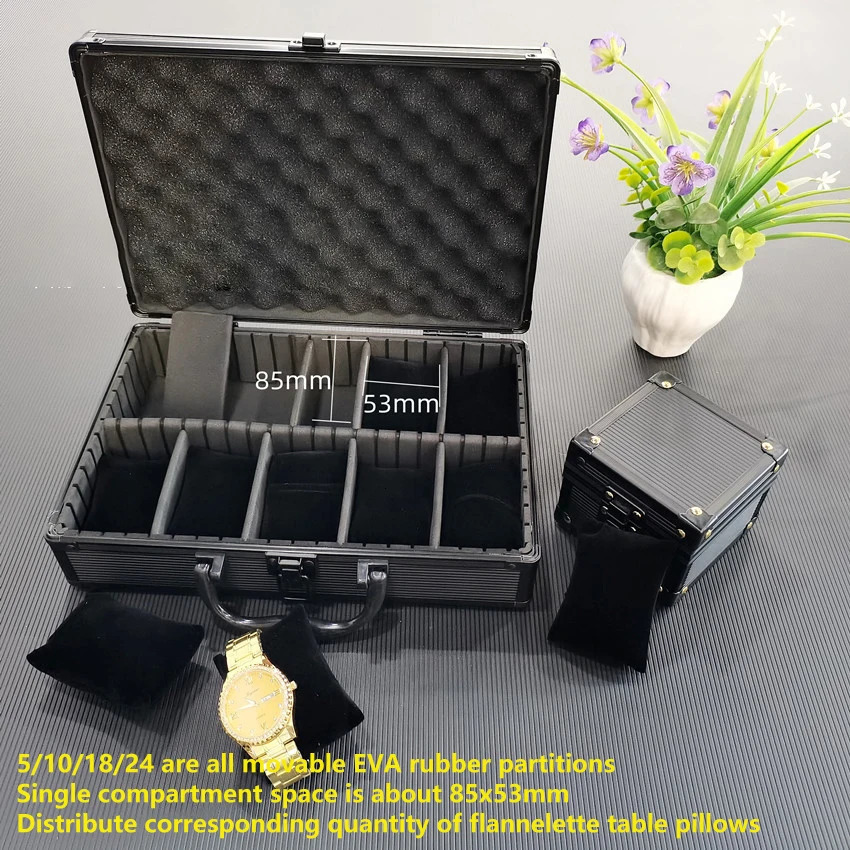 10 slot multi specification watch storage box aluminum alloy tote box internal baffle detachable display box 240426