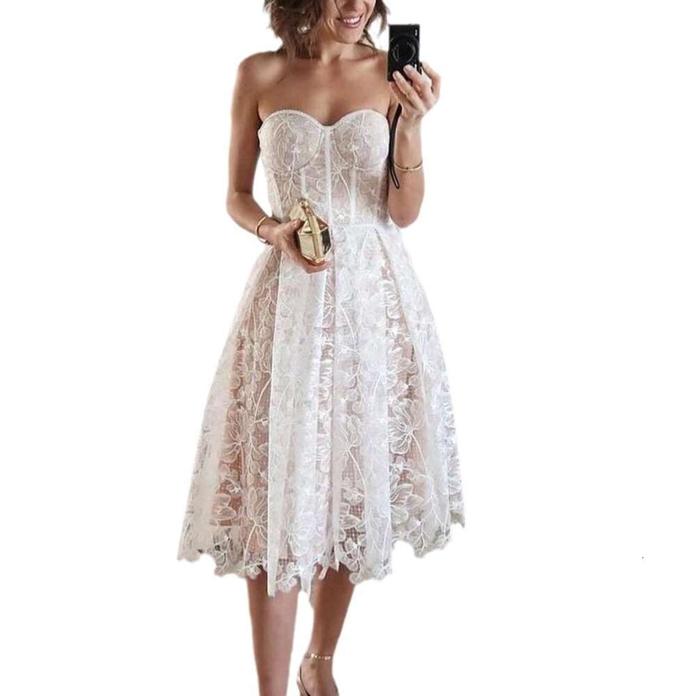 Fashion Summer New Banquet Womens Dress Tight Top Skirt Sexy Embroidered Lace Dress
