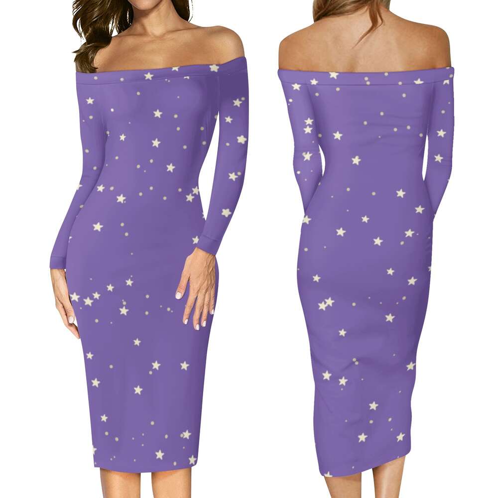 Women's Long Sleeve Off The Shoulder Lady Dress dongdumaoyi P1561151652