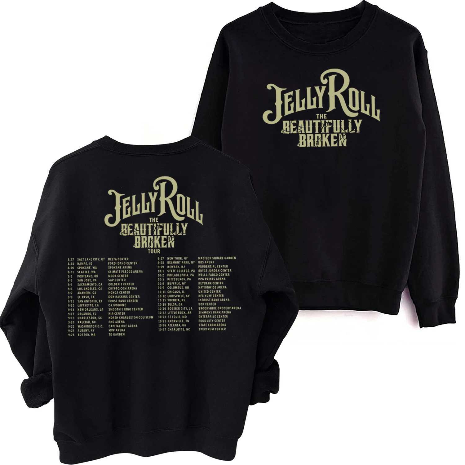 Men's Hoodies Sweatshirts Jelly Roll Music Crewneck Hoodie The Beautifully Broken Tour 2024 Sweatshirt Jelly Roll Merch Oversized Sweatshirt T240