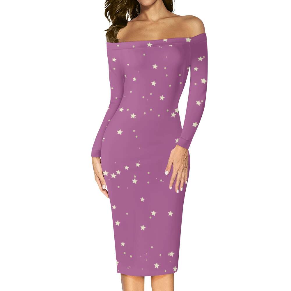 Women's Long Sleeve Off The Shoulder Lady Dress dongdumaoyi P1560951652