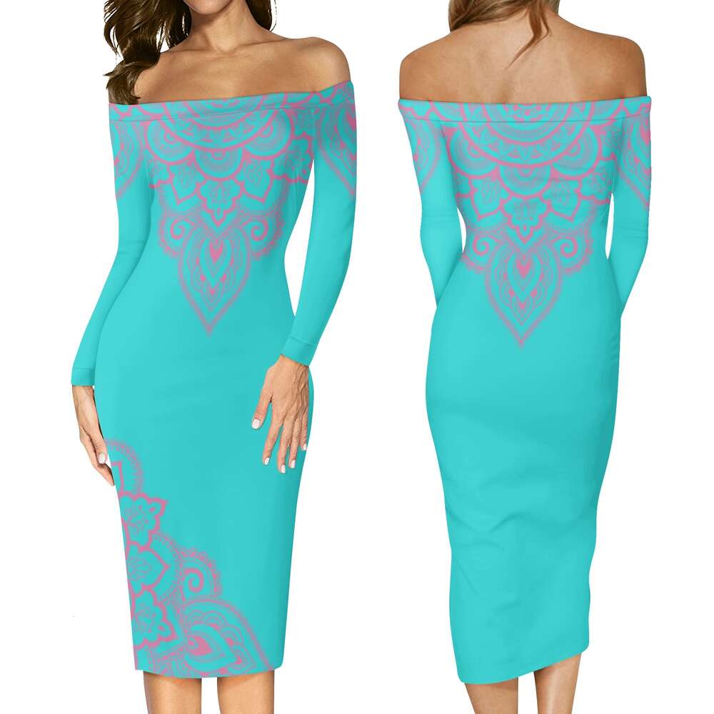 Women's Long Sleeve Off The Shoulder Lady Dress dongdumaoyi P1551451652