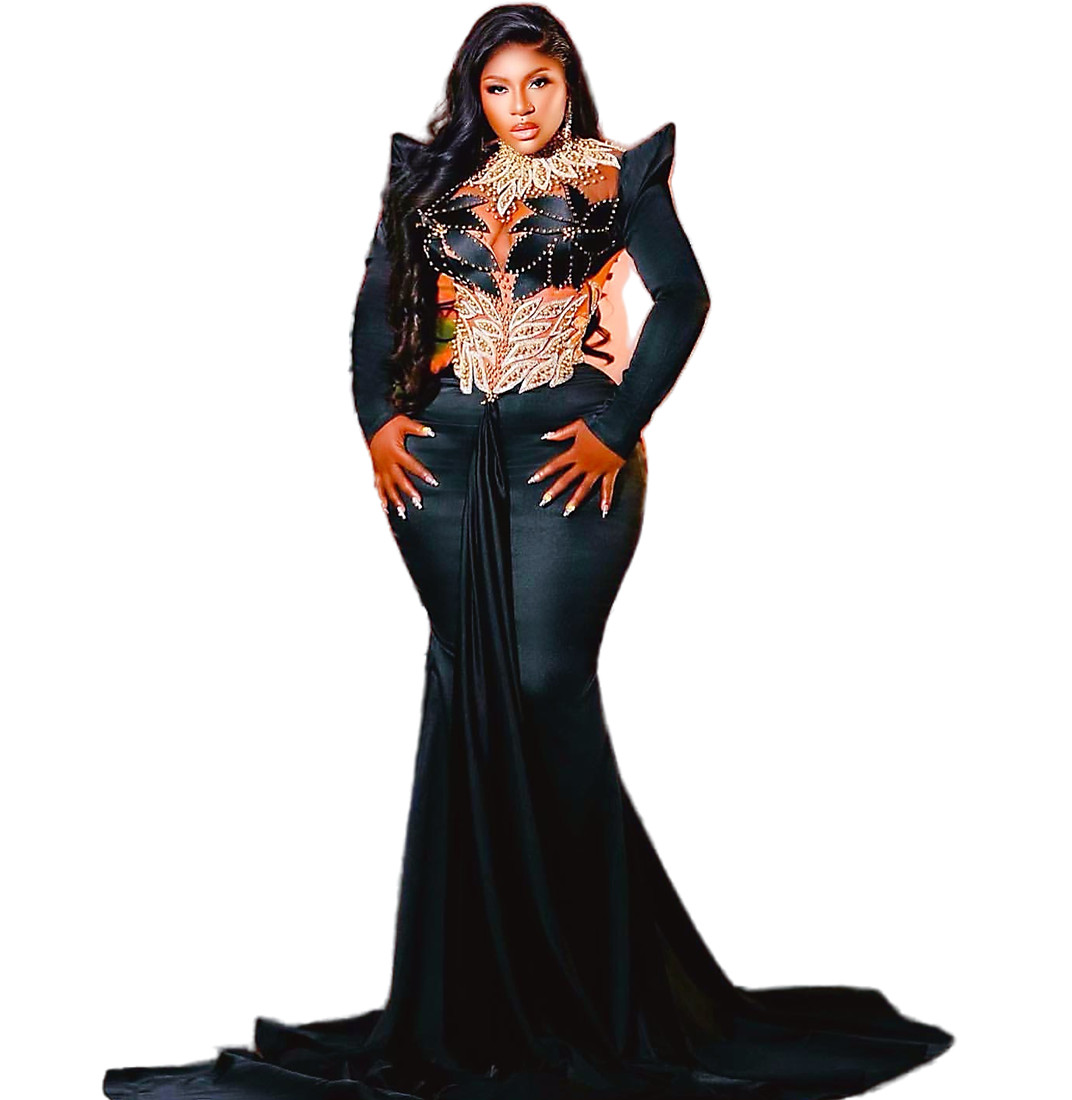 2024 Aso Ebi Black Mermaid Prom Dresses Lace Beaded Satin Evening Formal Party Second Reception Birthday Engagement Gowns Dress ZJ044