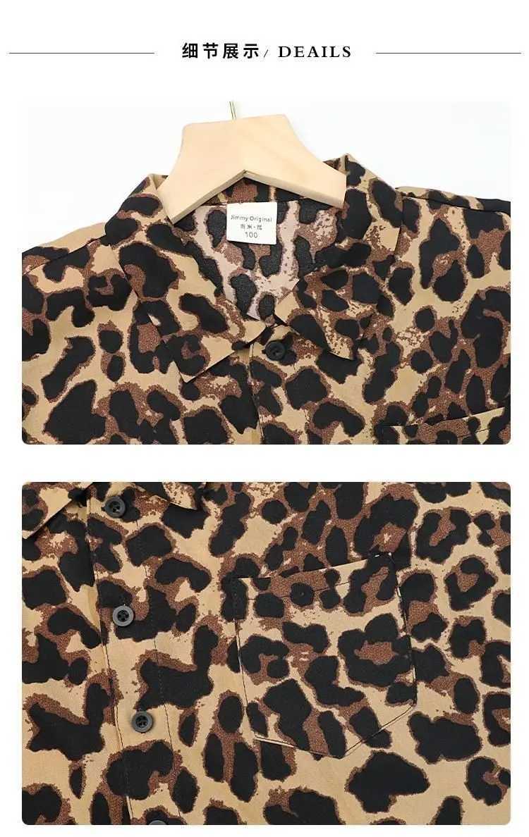 Clothing Sets 2024 Childrens Set New Boys Summer Clothing Baby Short Sleeves Single Chest Leopard Print+Shorts Loose Childrens Set WX