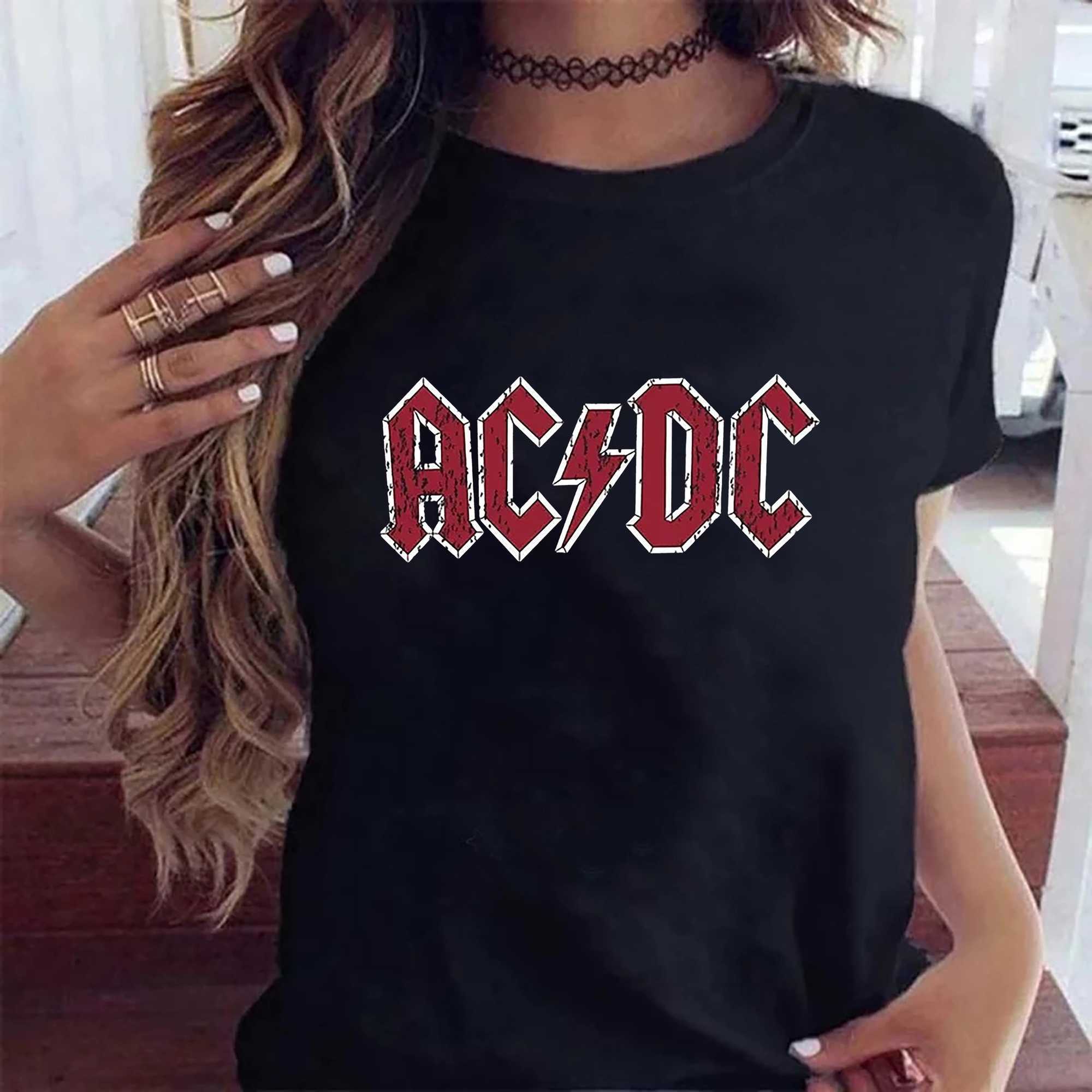 Women's T-Shirt Summer Women T-Shirt Rock Band Graphic Clothing Men Fashion Letter ACDC Printing Tops Ts Female Casual Strtwear01336 T240515