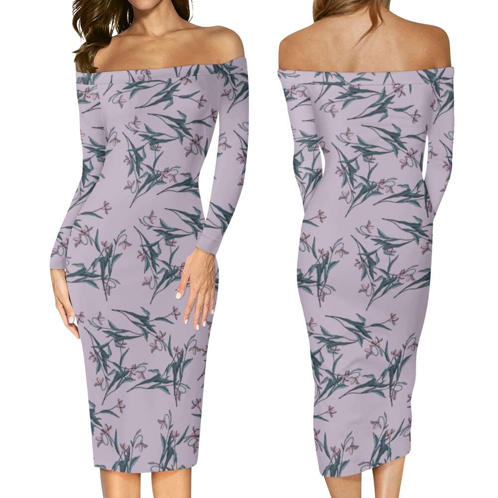 Women's Long Sleeve Off The Shoulder Lady Dress dongdumaoyi P1559351652