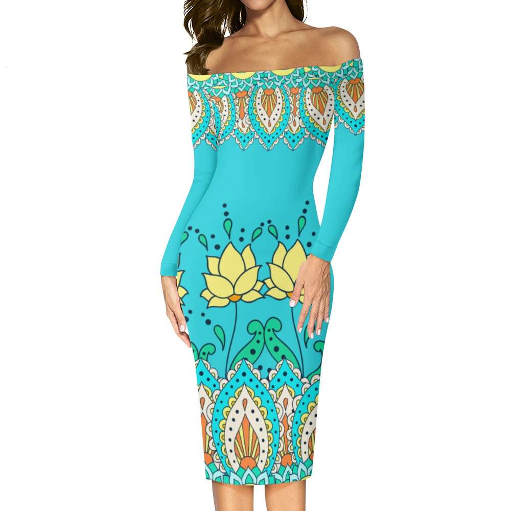 Women's Long Sleeve Off The Shoulder Lady Dress dongdumaoyi P1550851652