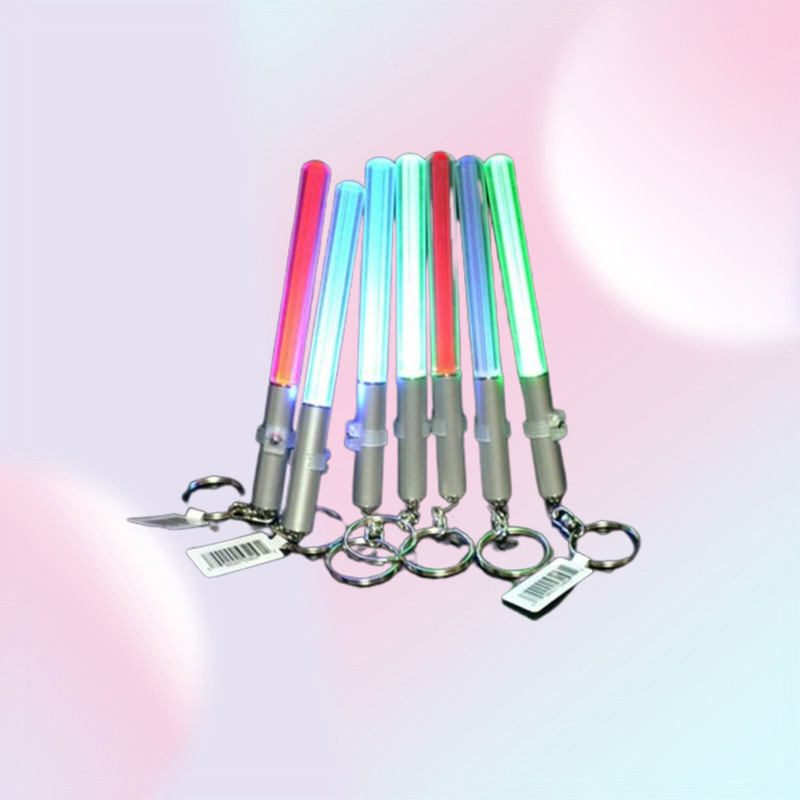 Party Supplies LED Flashlight Stick Keychain Mini Torch Aluminum Keychains Key Ring Durable Glow Pen Magic Wand Stick Lightsaber L8590484