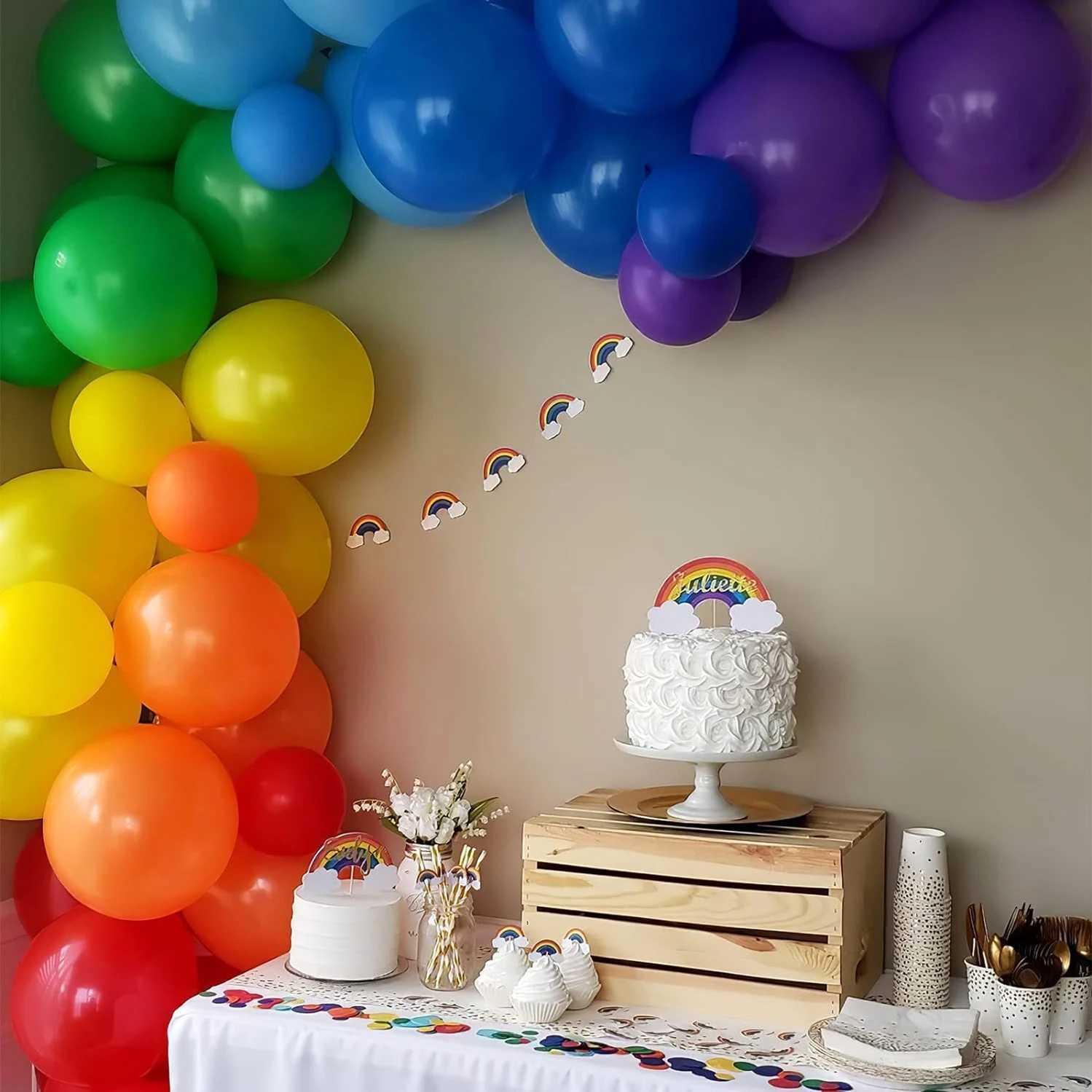 Party Balloons 124pcs Rainbow latex balloon set suitable for decoration and decoration items for Pride Month Easter and birthday parties
