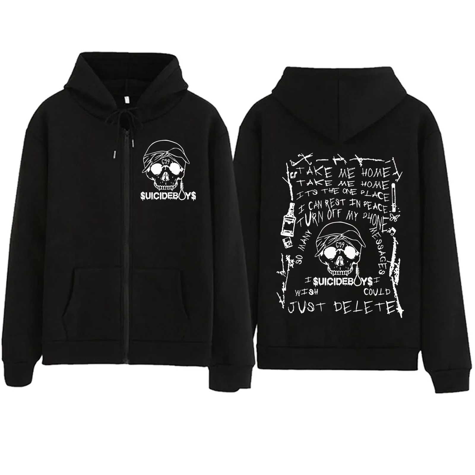 Men's Hoodies Sweatshirts Suicideboys Skeleton Zipper Hoodie Harajuku Pullover Tops Sweatshirt Strtwear Fans Gift Unisex T240515