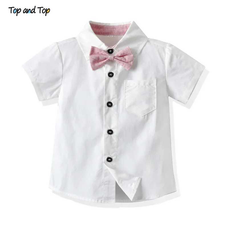 Clothing Sets Top and Top Summer Childrens Baby Boys Formal Set Short sleeved Shirt+Suspended Pants Casual Clothing Set Gentleman Set 2PCS WX