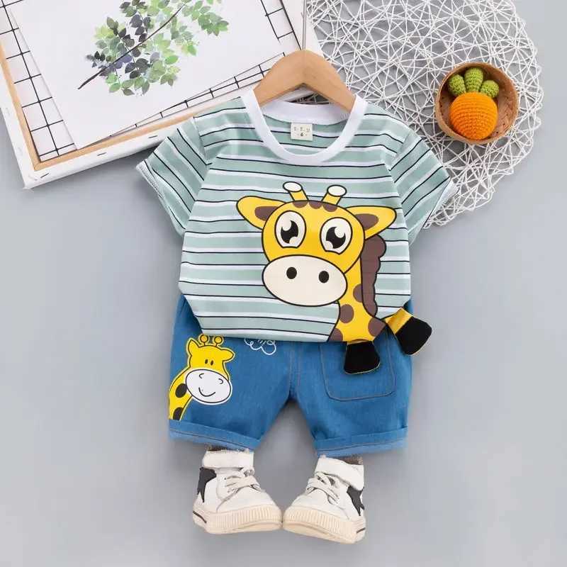 Clothing Sets Summer Children Boys Clothing Kids Cartoon T-Shirt Shorts 2Pcs/Set Toddler Leisure Sport Suits Baby Cotton Tracksuits 0-5 Years H241214