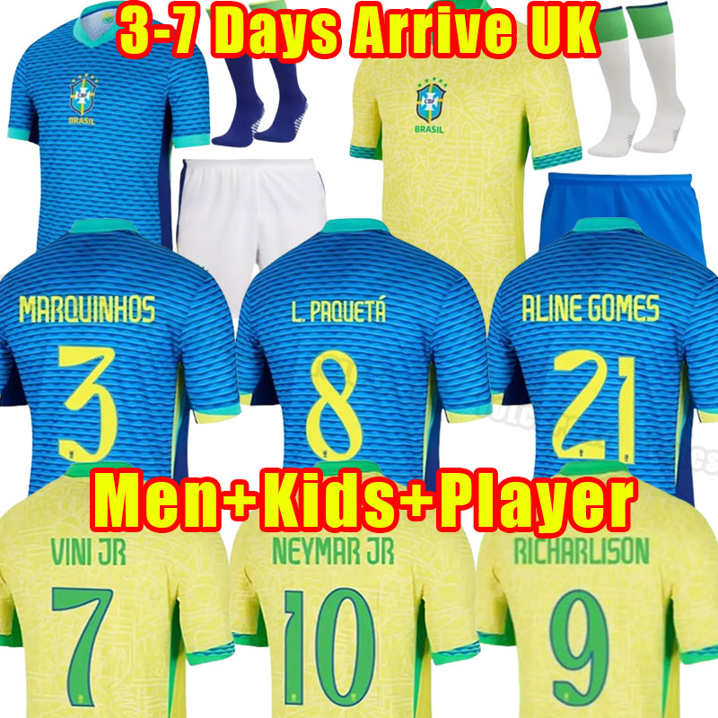 3XL 4XL bRAZILIS soccer jerseys 2024 25 Camiseta de futbol PAQUETA COUTINHO FIRMINO brasil maillots NEYMAR JR VINI SILVA DANI ALVES fans player version home men kids