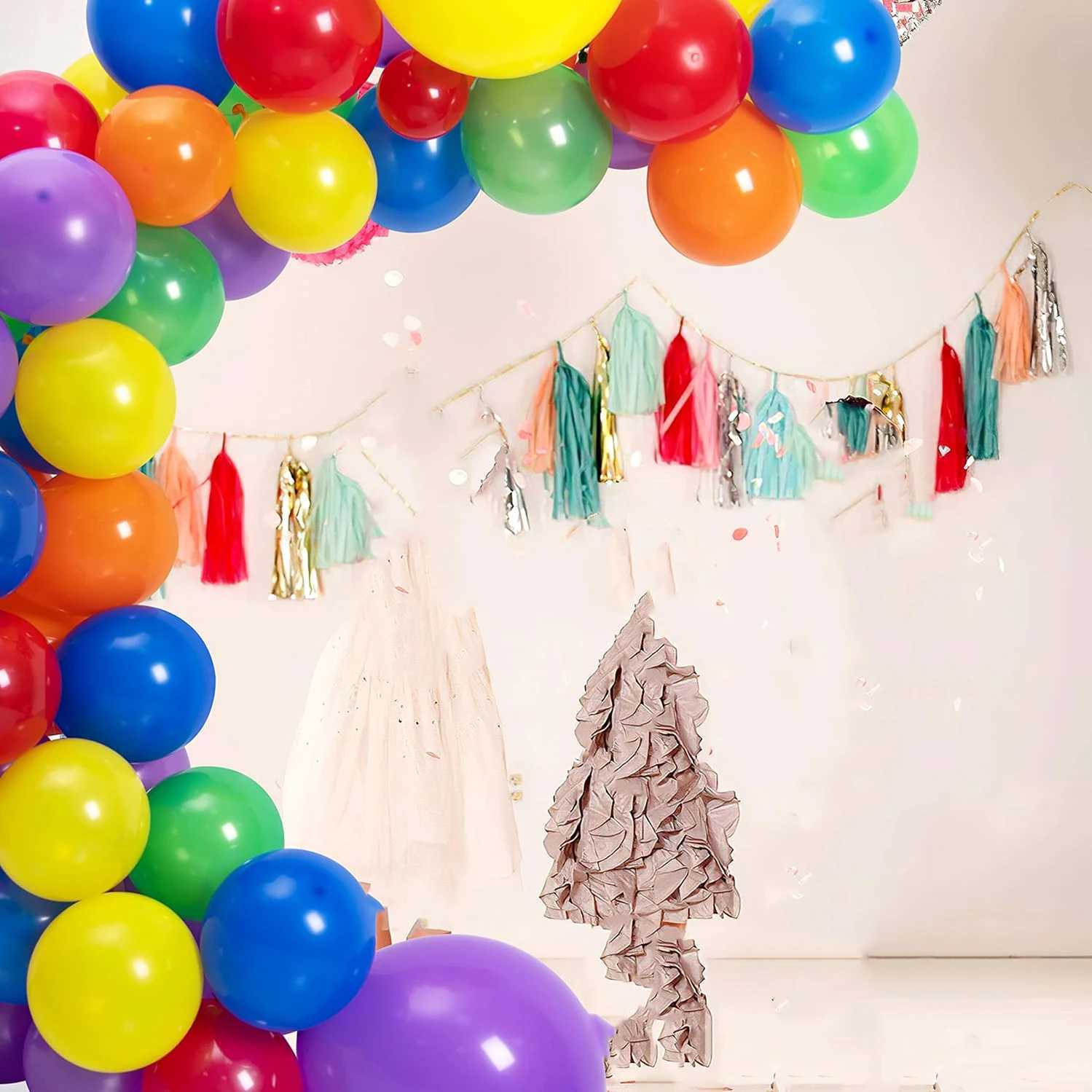 Party Balloons 124pcs Rainbow latex balloon set suitable for decoration and decoration items for Pride Month Easter and birthday parties