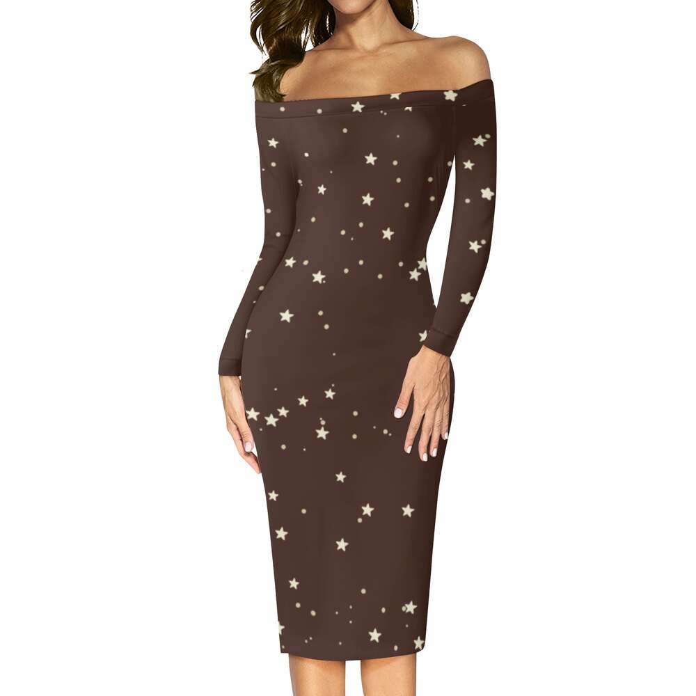 Women's Long Sleeve Off The Shoulder Lady Dress dongdumaoyi P1561451652