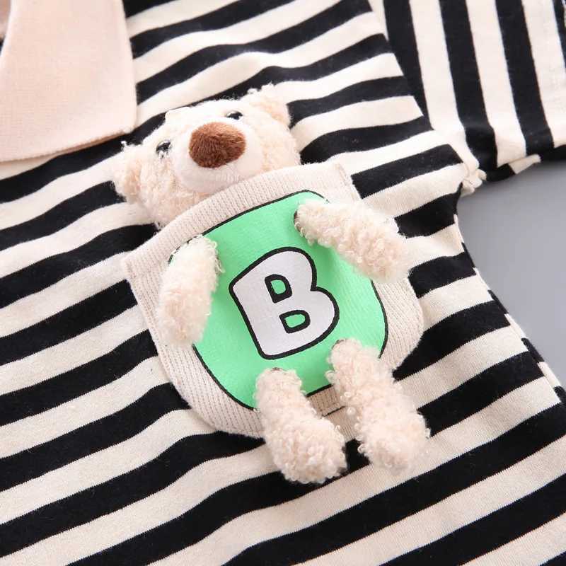 Clothing Sets Fashionable summer childrens baby boy striped set short sleeved T-shirt and doll+shorts casual clothing girl clothing 2PCS/set WX