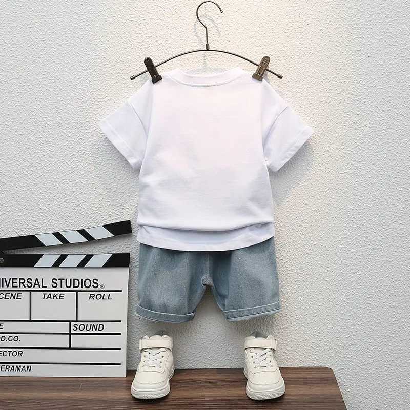 Clothing Sets Childrens summer casual clothing set baby boy/girl T-shirt and shorts 2 pieces/set childrens baby jacket childrens set 1 2 3 4 5 years W