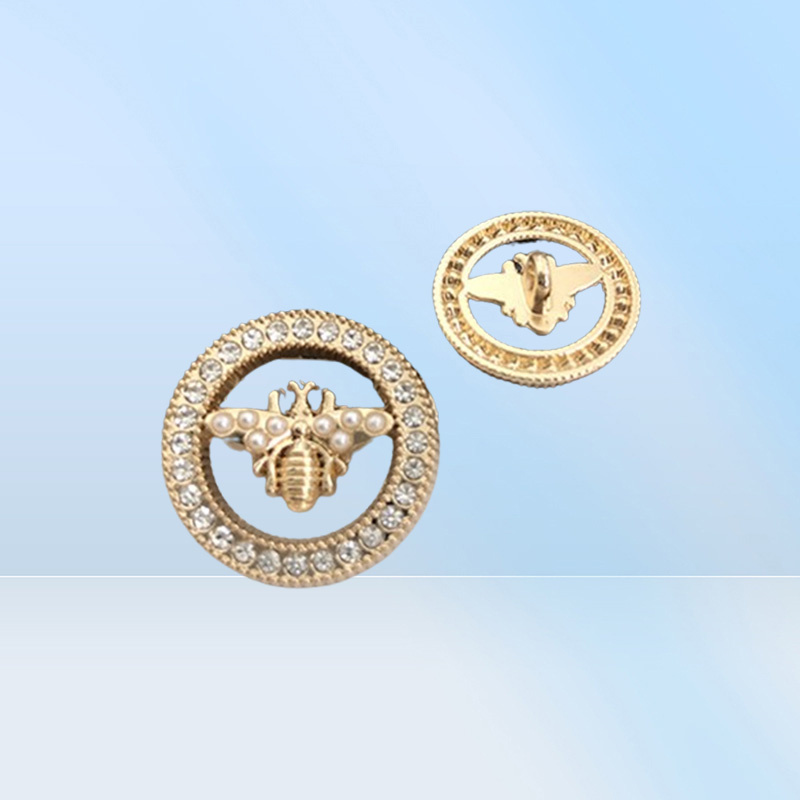 Metal Vintage Bee Diy Sewing Button Round Crystal Pearl Bee Buttons for Shirt Sweater Coat