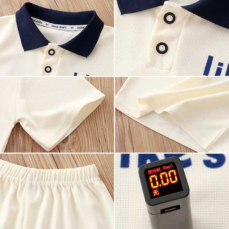 Clothing Sets Childrens short sleeved set summer top+Short Children Fashion Tracksuits solid color boy cotton T-shirt pants set WX