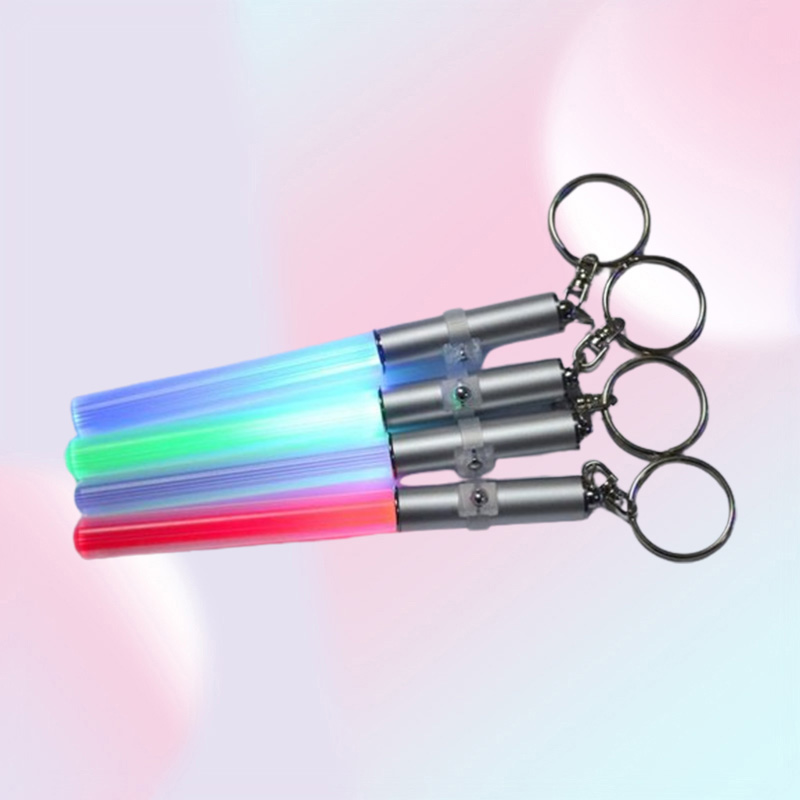 Party Supplies LED Flashlight Stick Keychain Mini Torch Aluminum Keychains Key Ring Durable Glow Pen Magic Wand Stick Lightsaber L8590484