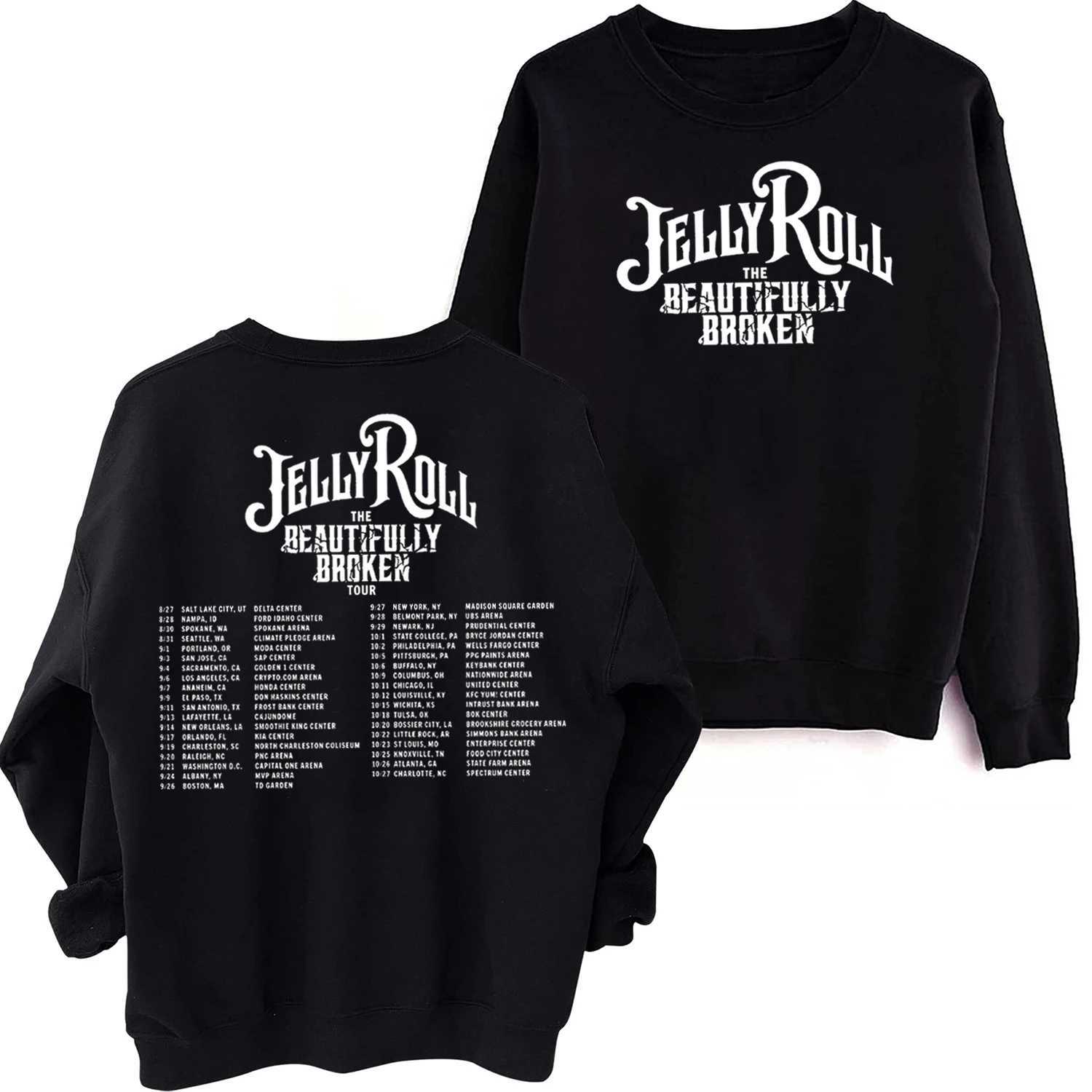 Men's Hoodies Sweatshirts Jelly Roll Music Crewneck Hoodie The Beautifully Broken Tour 2024 Sweatshirt Jelly Roll Merch Oversized Sweatshirt T240