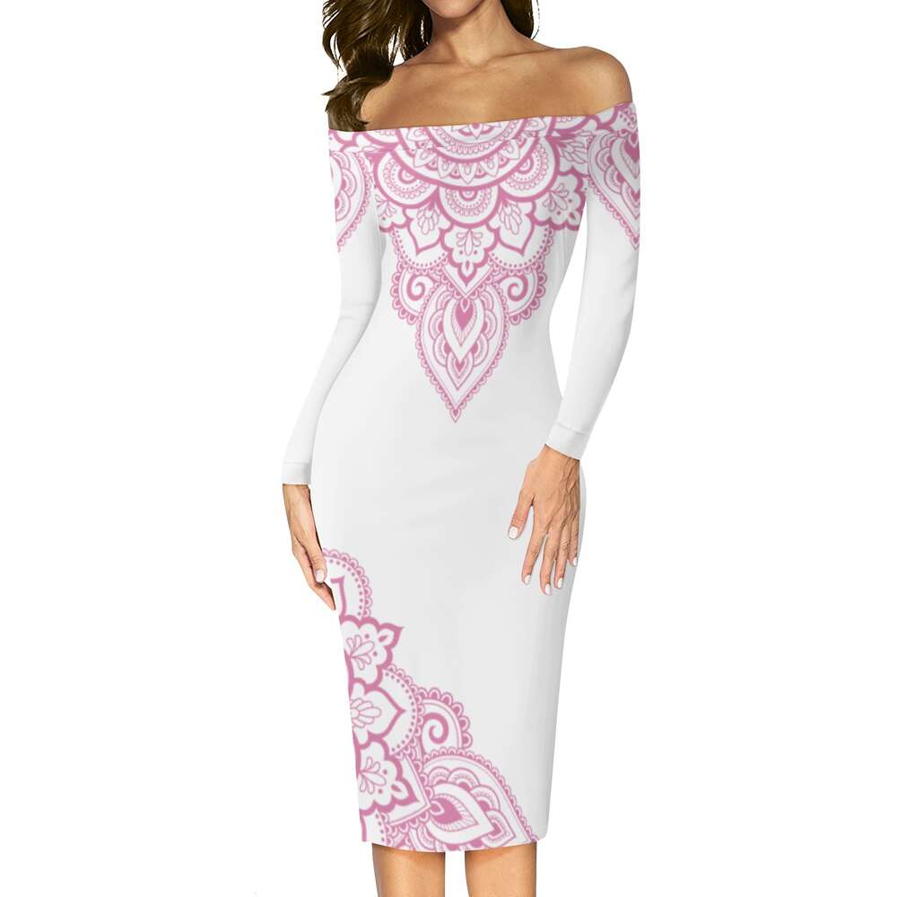 Women's Long Sleeve Off The Shoulder Lady Dress dongdumaoyi P1551051652