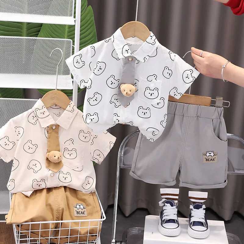 Clothing Sets Cotton Clothes Baby Boy Summer Children Print Small Bear Shirts Shorts 2Pcs/Set Infant Kids Fashion Toddler Tracksuits Outwear H241214