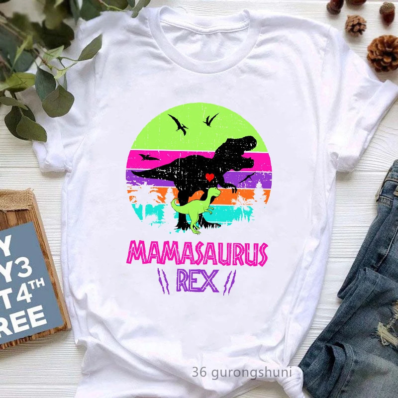 Watercolor Leopard Mamasaurus Graphic Print WomenS Tshirts Funny Jurassic Dinosaur TShirt Female MotherS Day Gift T Shirt 240510
