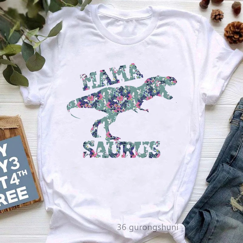 Watercolor Leopard Mamasaurus Graphic Print WomenS Tshirts Funny Jurassic Dinosaur TShirt Female MotherS Day Gift T Shirt 240510