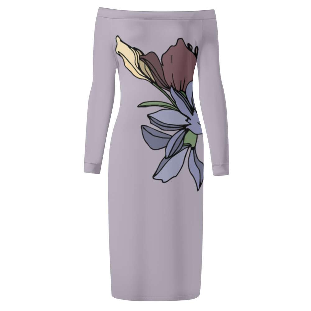 Women's Long Sleeve Off The Shoulder Lady Dress dongdumaoyi P1559951652