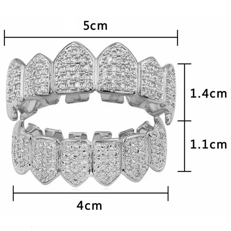 Silver Plated Top Bottom Mouth Teeth Grills High Quality Silver 240428