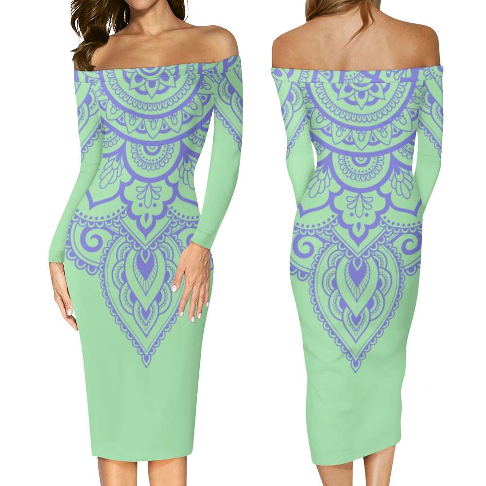 Women's Long Sleeve Off The Shoulder Lady Dress dongdumaoyi P1552151652