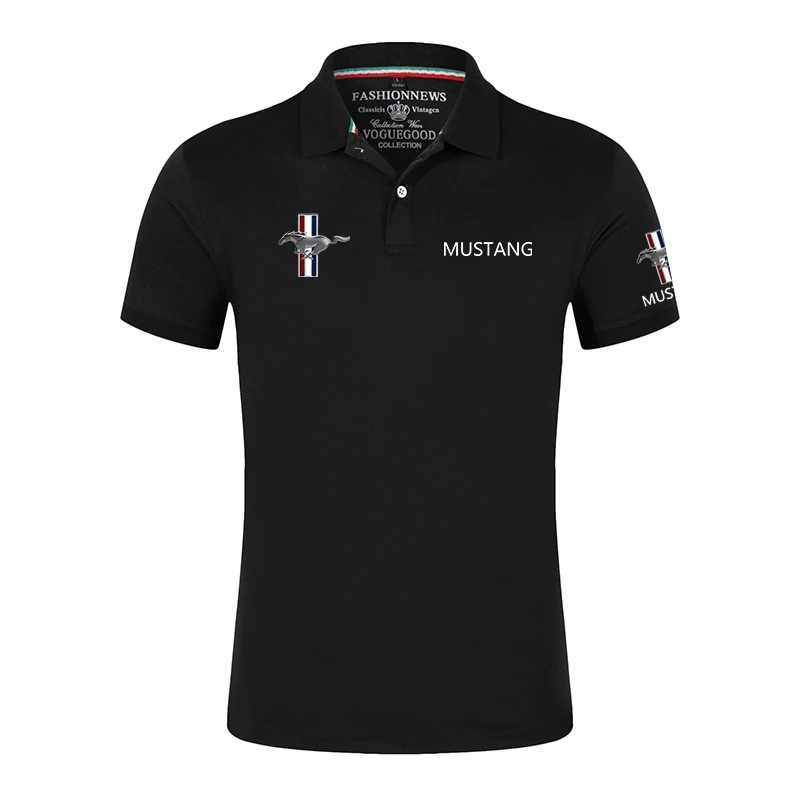 Men's T-Shirts Summer New 2024 Mens Mustang Polo Shirt Classic Unisex Outdoor Customized T-shirt Casual Short Sleves Solid Color T-shirt T240515