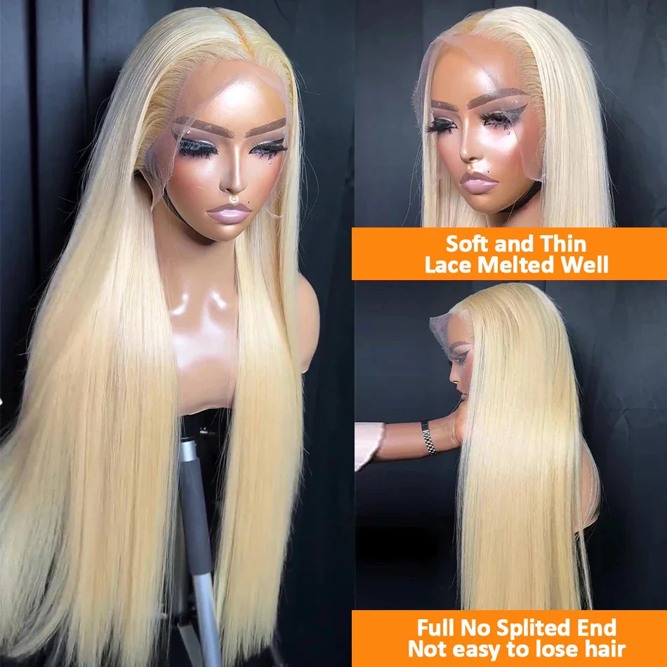 613 Honey Blonde Color Wig Virgin Brazilian Straight Lace Front Human Hair Frontal Wigs for Black Women