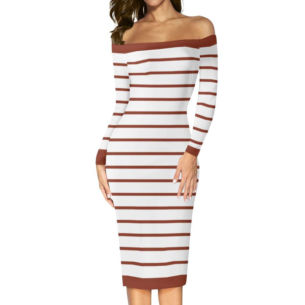 Women's Long Sleeve Off The Shoulder Lady Dress dongdumaoyi