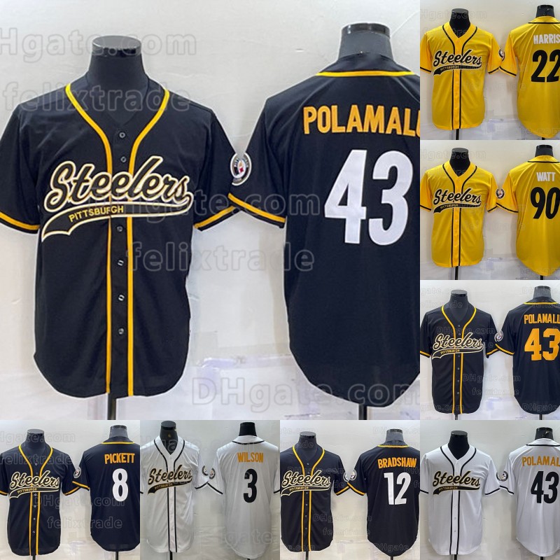 2 Justin Fields 3 Russell Wilson Baseball Jersey Joey Porter George Pickens TJ Watt Jaylen Warren Bettis Najee Harris Pat Freiermuth Patrick Queen Troy Polamalu