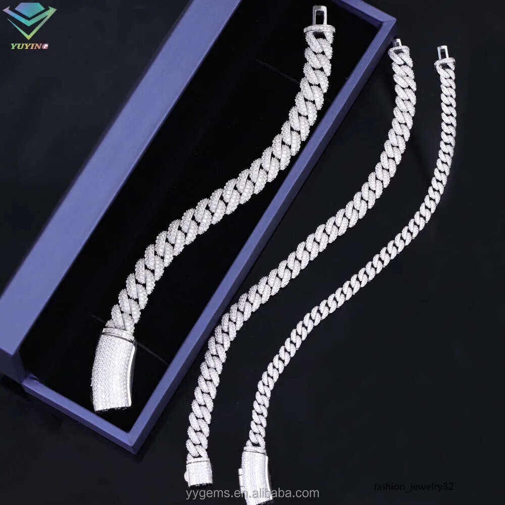Hot-sale Iced Out 6mm-13mm Vvs Moissanite Dia Chain S Sterg Sier Cuban k for Men Hiphop Fine Jewlery Necklaces