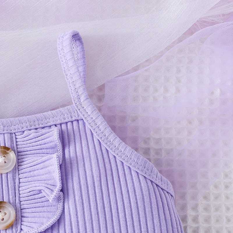 Clothing Sets 1-6-year-old sleeveless purple vest butterfly printed shorts childrens baby fashion clothing set WX