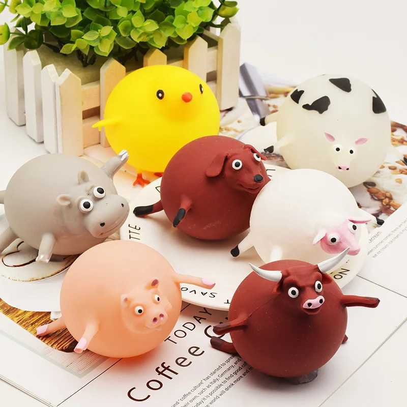 10PCS Decompression Toy Inflatable and Decompressive Childrens Toys Cute Animals Soft Squeezable TPR Material Can Blow Small Animal Rubber Balloons