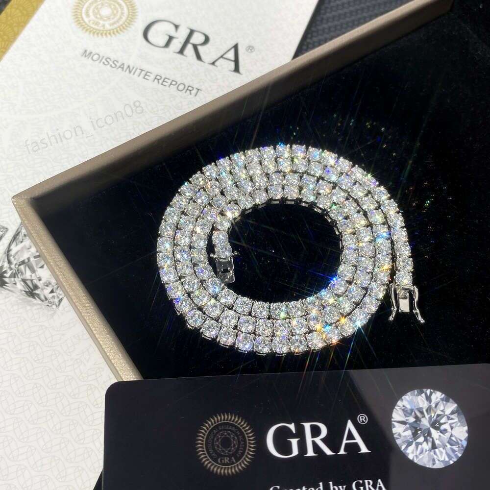 fashion luxury moissanite necklace hip hop 925 sterling vvs diamond necklace tennis chain designers design holiday gifts silver 2mm 3mm 4mm 5mm 6.5mm